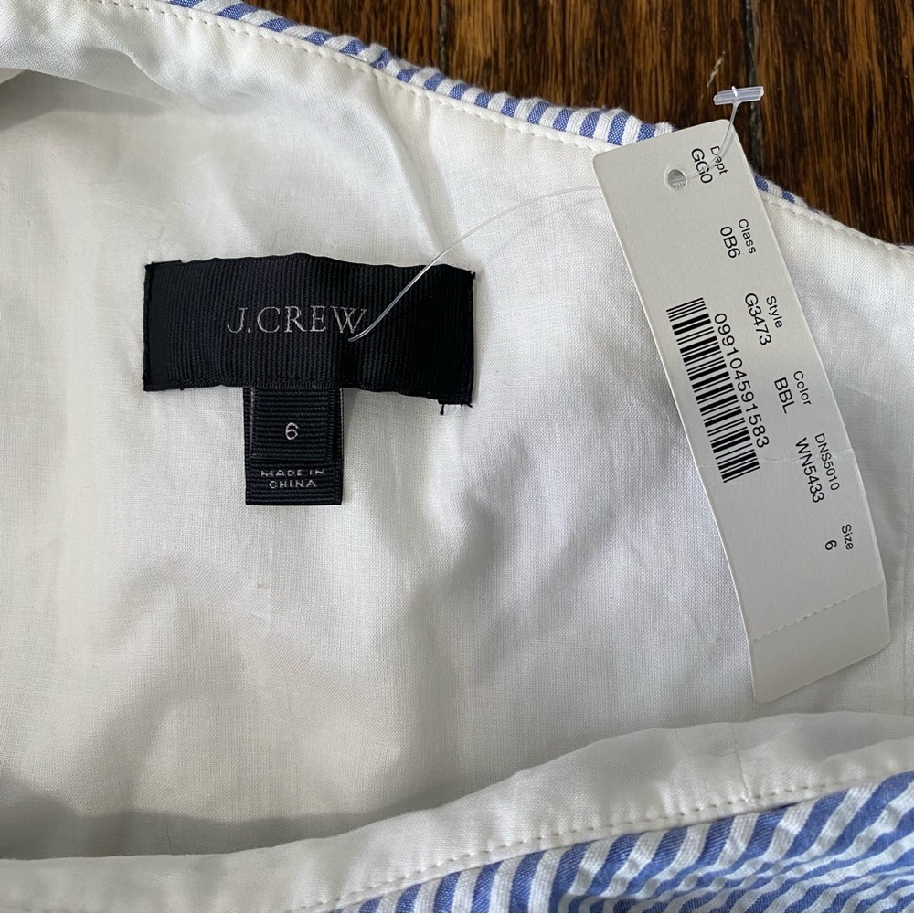 J.Crew cotton One-Shoulder Blue Striped Dress size 6 - Picture 3 of 5